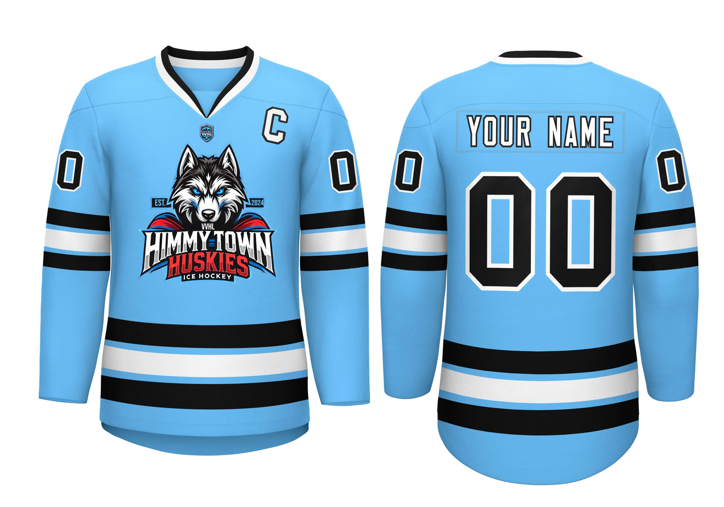 VVHL Custom Himmytown Huskies Blue White Hockey Jersey