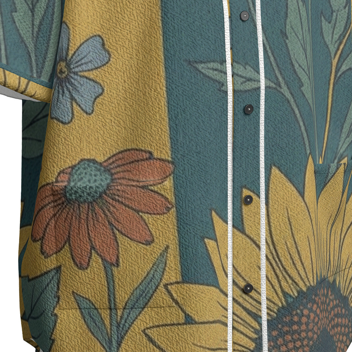 Custom Teal Yellow Vintage Sunflower Botanical Retro Fashion Textured Baseball Jersey Limited