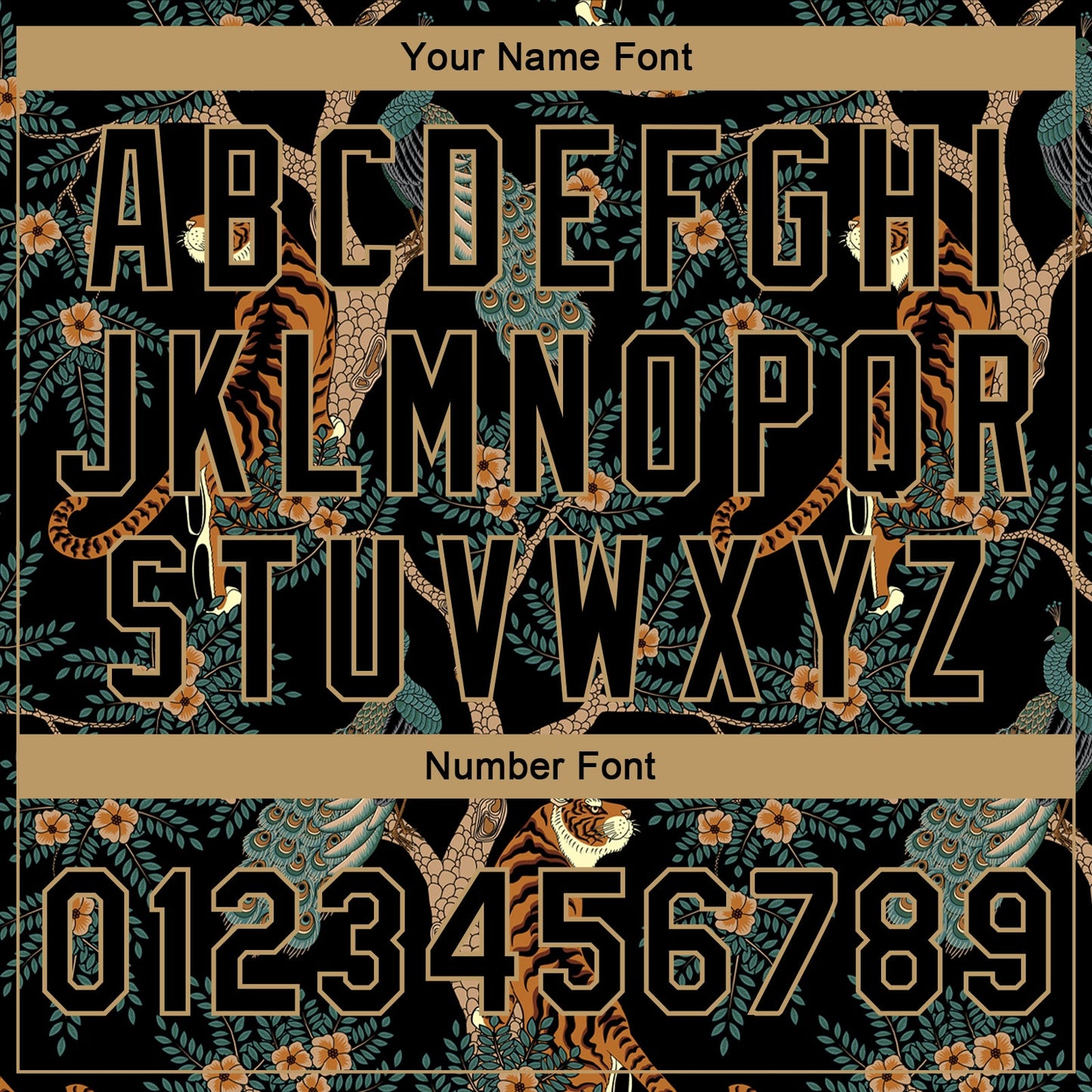 Custom Black Black-Old Gold 3D Pattern Design Tiger And Peacock Authentic Basketball Jersey Limited