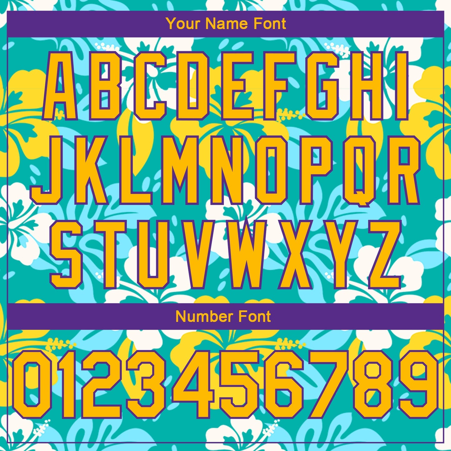 Custom Aqua Gold-Purple 3D Pattern Hawaii Flowers Authentic Basketball Jersey Limited