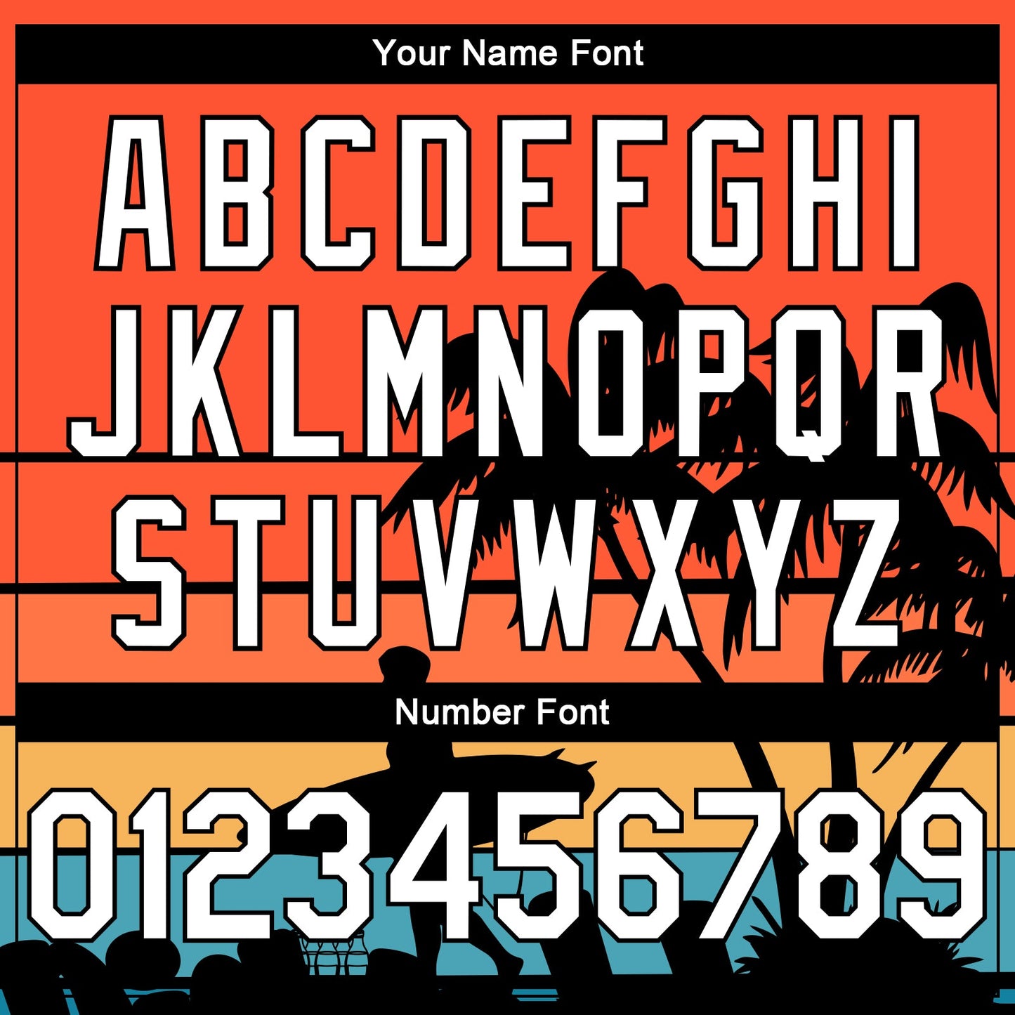 Custom Orange White-Black 3D Pattern Hawaii Beach Palm Trees Authentic Basketball Jersey Limited