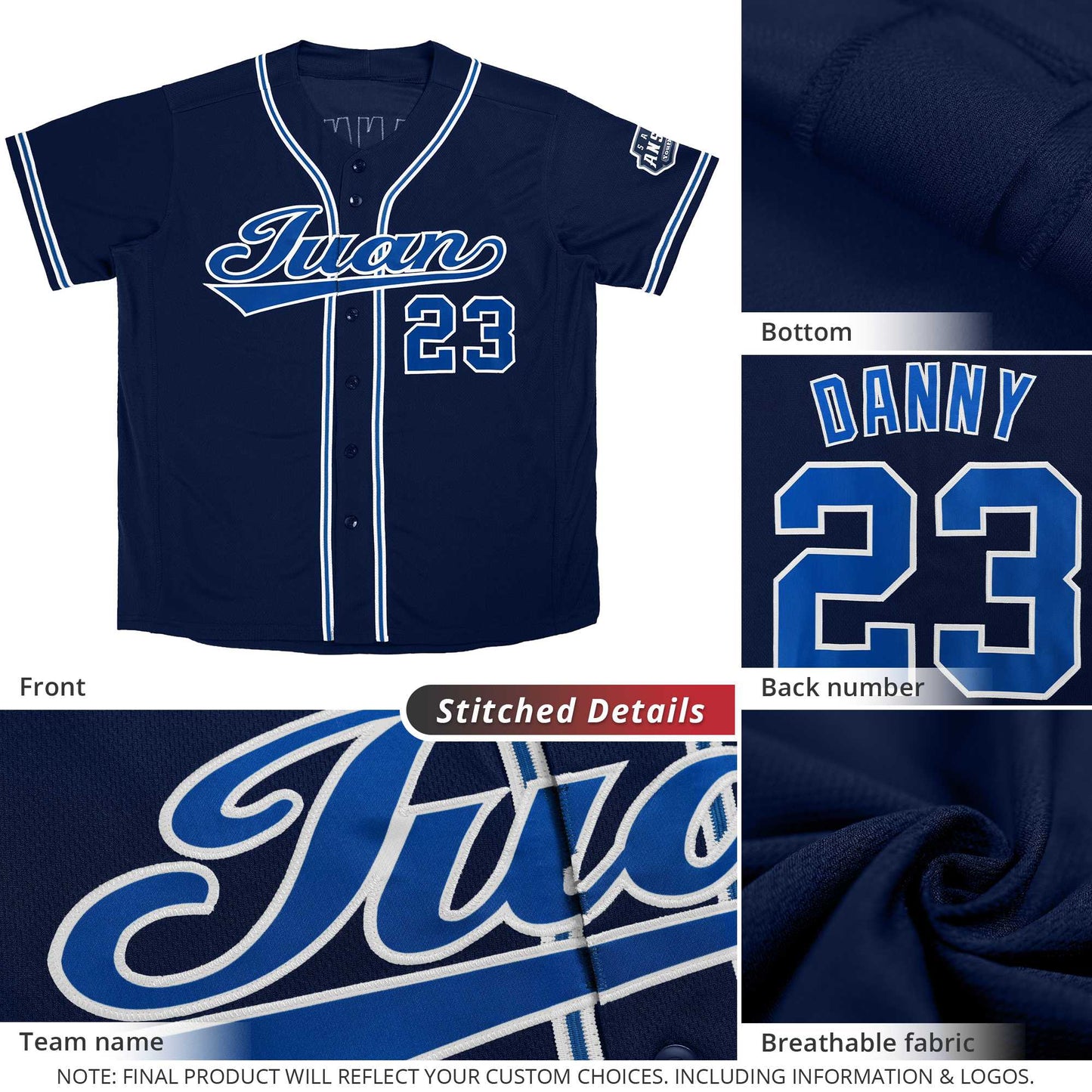 Custom Royal Classic Style Authentic Baseball Jersey Limited