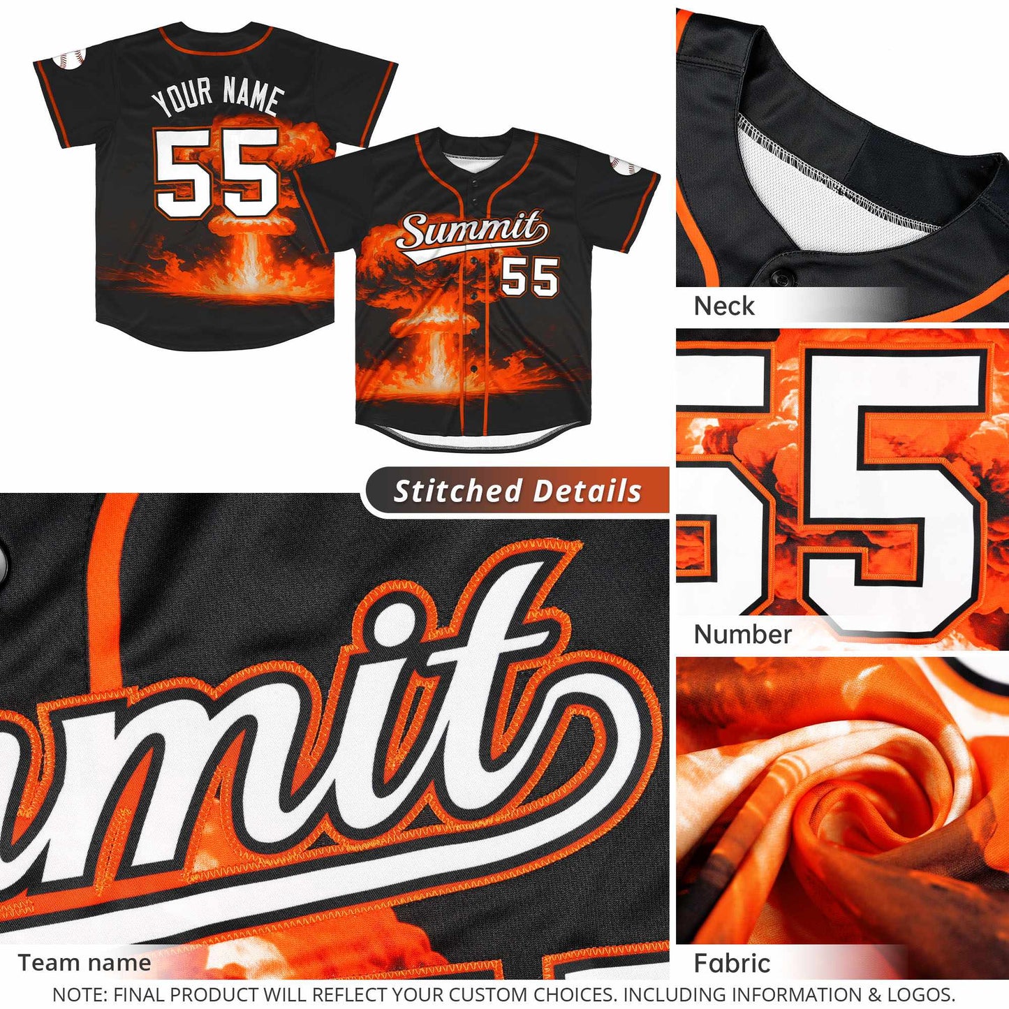 Custom Black Royal Full Button Nuclear Blast Graffiti Pattern Authentic Baseball Jersey Limited