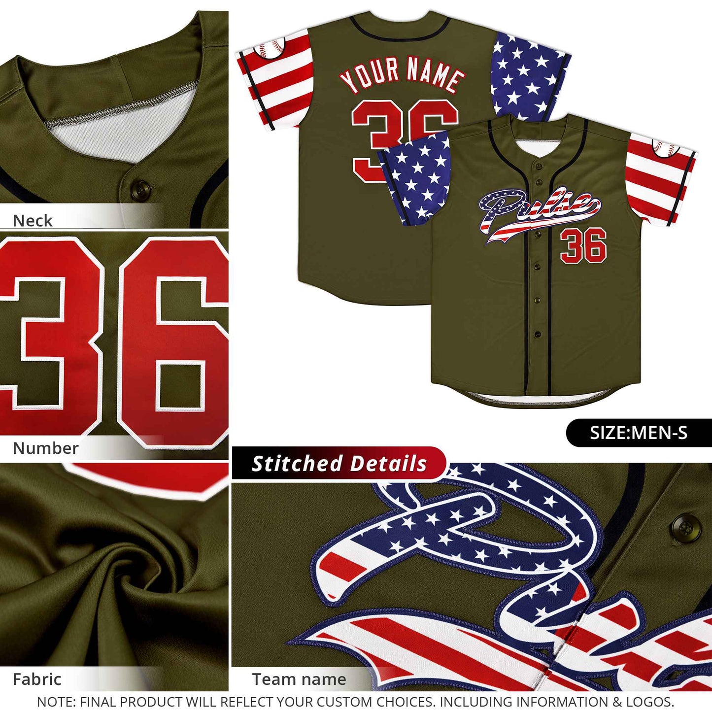 Custom White American Flag Design Personalized Baseball Jersey Limited