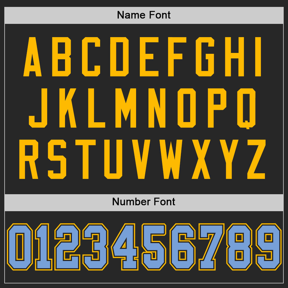 Custom Black Light Blue-Gold Mesh Authentic Throwback Football Jersey Limited