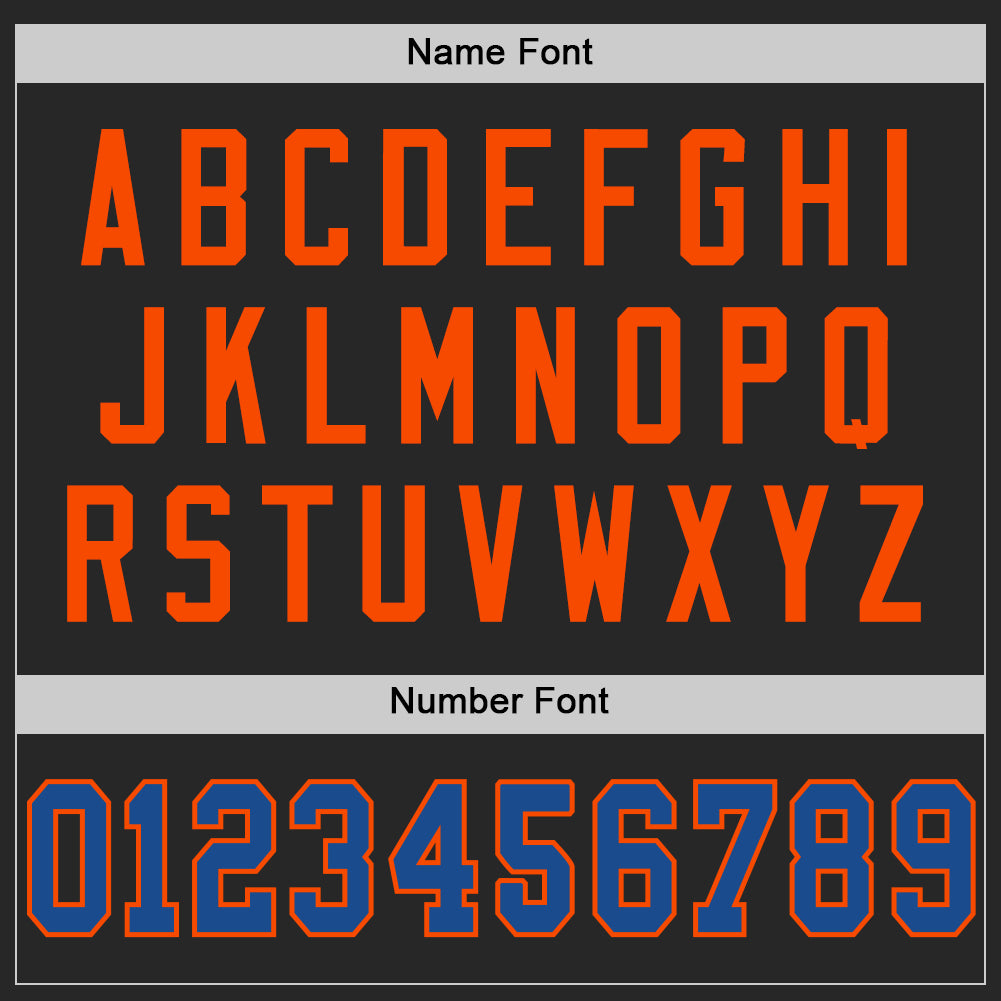 Custom Black Blue-Orange Mesh Authentic Throwback Football Jersey Limited