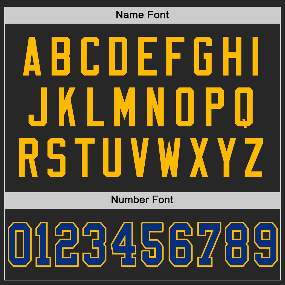 Custom Black Royal-Gold Mesh Authentic Throwback Football Jersey Limited