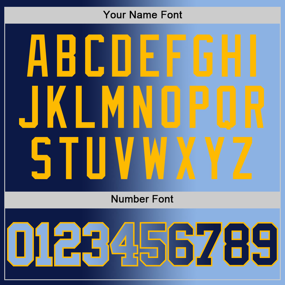 Custom Navy Light Blue-Gold Authentic Gradient Fashion Basketball Jersey Limited