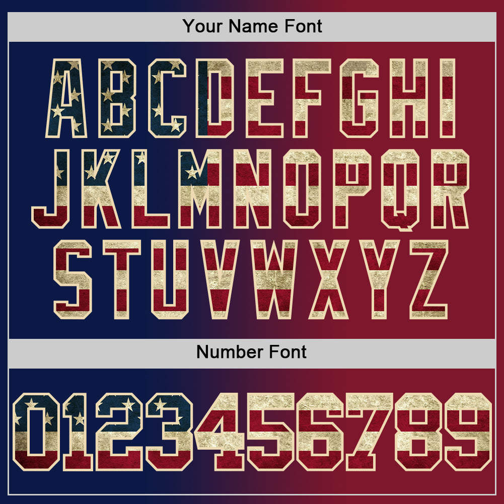 Custom Navy Vintage Usa Flag Maroon-Cream Authentic Gradient Fashion Basketball Jersey Limited
