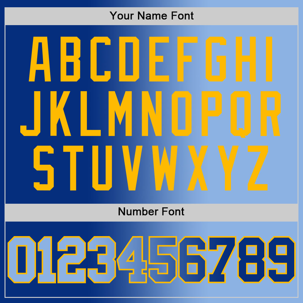 Custom Royal Light Blue-Gold Authentic Gradient Fashion Basketball Jersey Limited