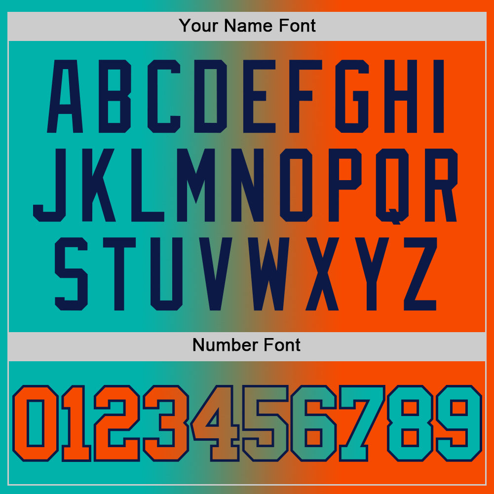 Custom Aqua Orange-Navy Authentic Gradient Fashion Basketball Jersey Limited