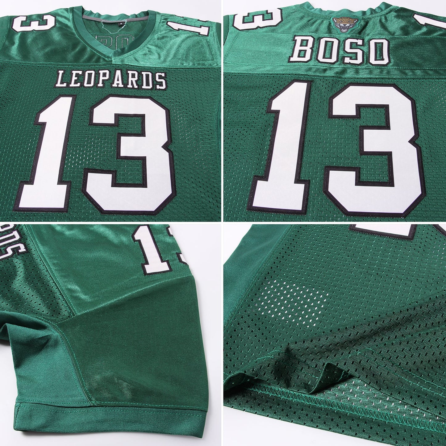 Custom Green Cream-Black Mesh Authentic Football Jersey Limited
