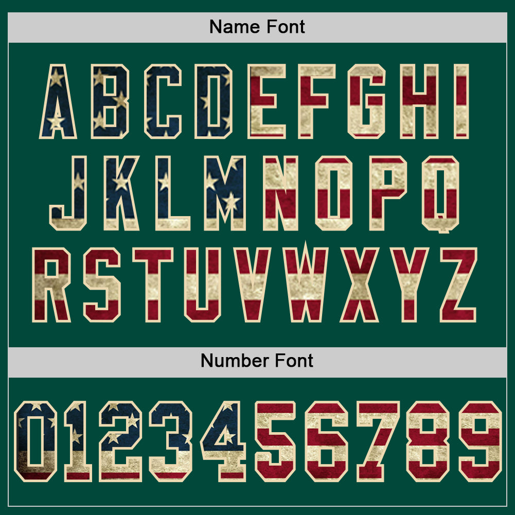 Custom Green Vintage USA Flag Cream-Red Mesh Authentic Throwback Football Jersey Limited