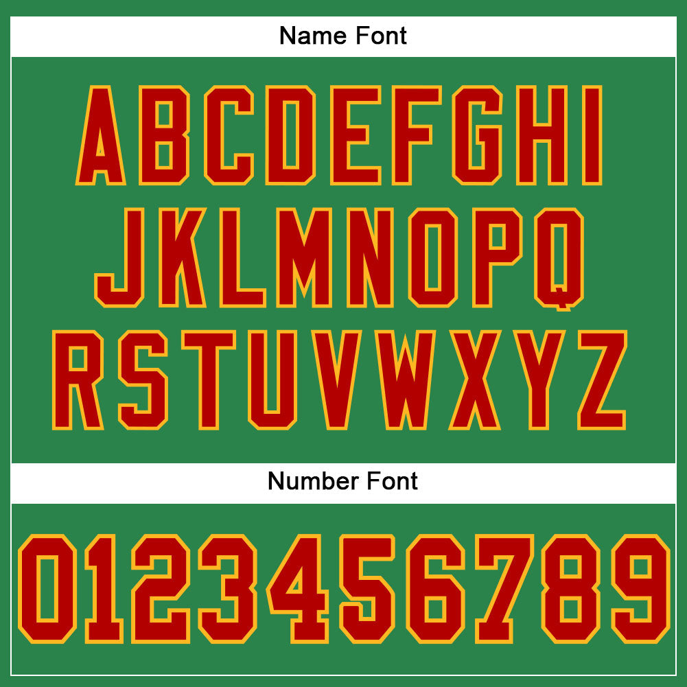 Custom Grass Green Red-Gold Mesh Authentic Football Jersey Limited