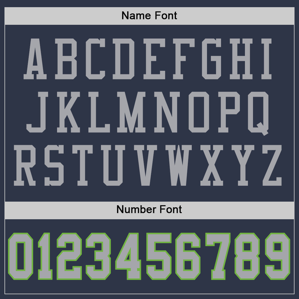 Custom Navy Gray-Neon Green Mesh Authentic Throwback Football Jersey Limited