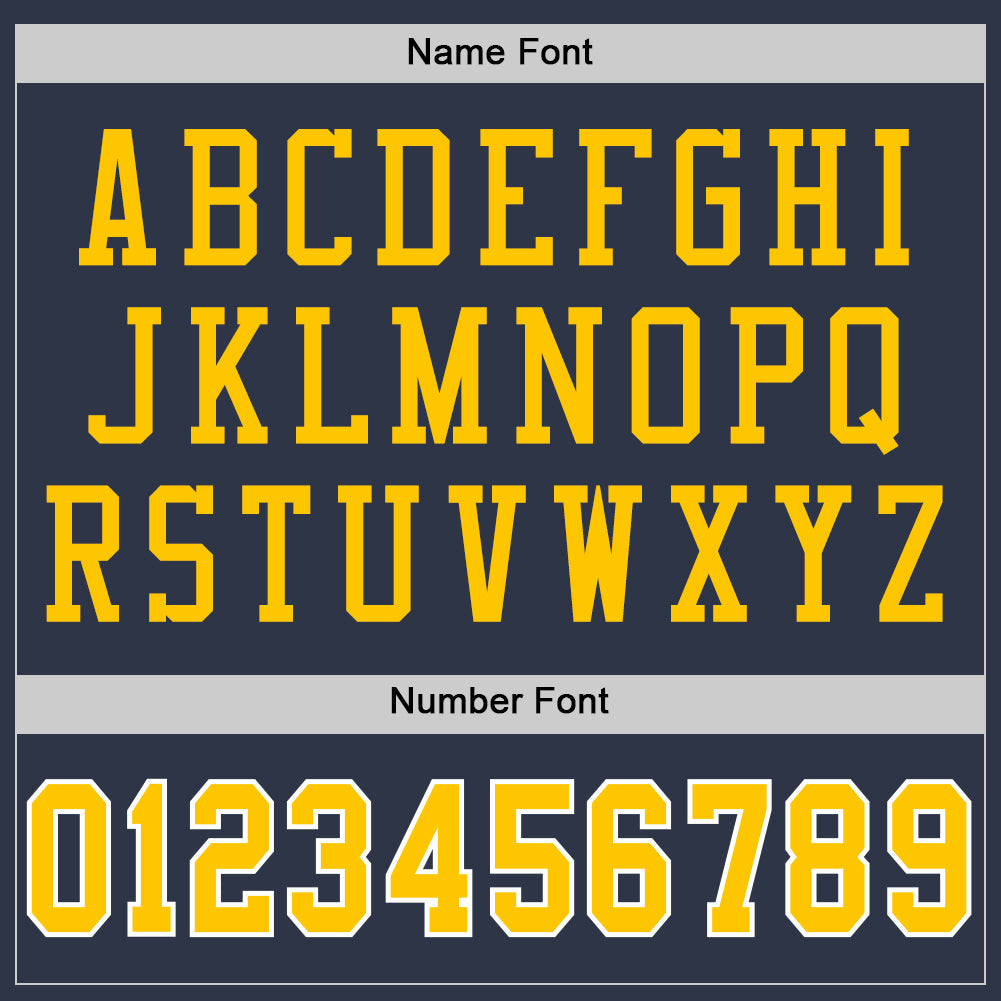 Custom Navy Gold-White Mesh Authentic Throwback Football Jersey Limited