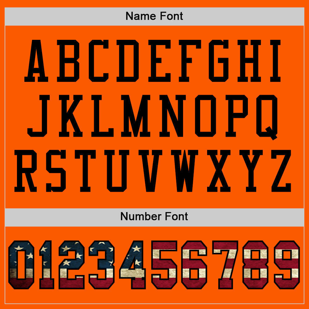 Custom Orange Vintage USA Flag-Black Mesh Authentic Football Jersey Limited