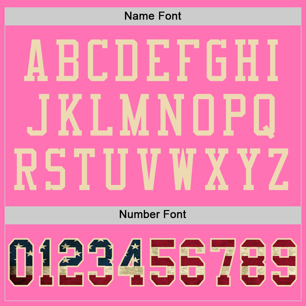 Custom Pink Vintage USA Flag-City Cream Mesh Authentic Football Jersey Limited