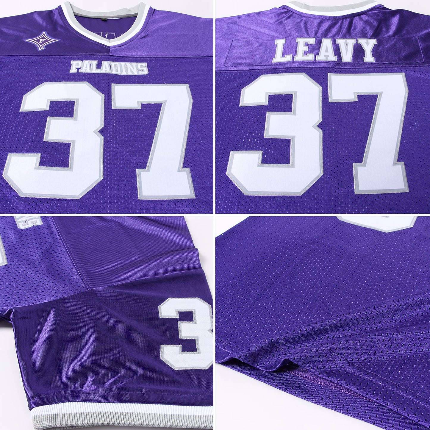Custom Purple White-Gray Mesh Authentic Throwback Football Jersey Limited