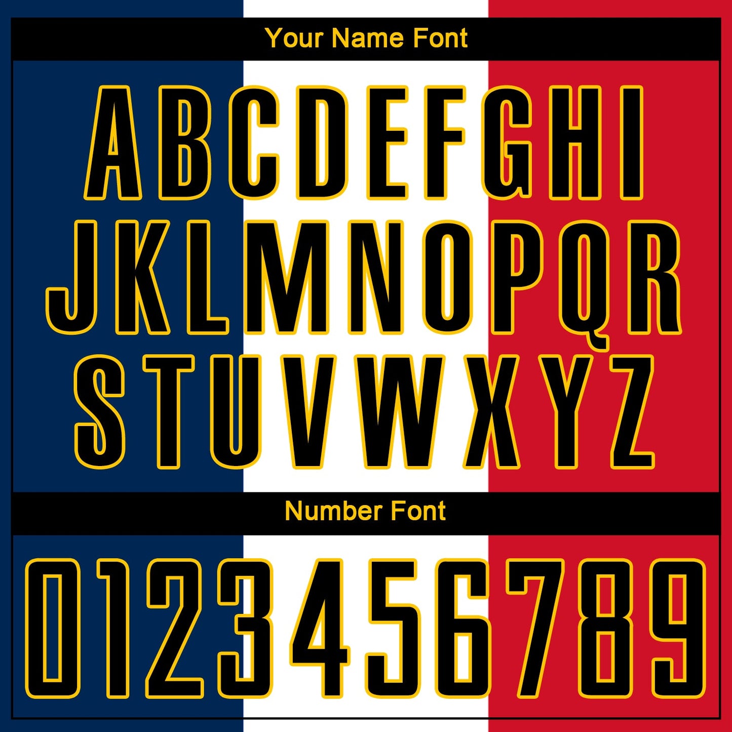 Custom Navy Black White Red-Gold Sublimation French Flag Soccer Uniform Jersey Limited