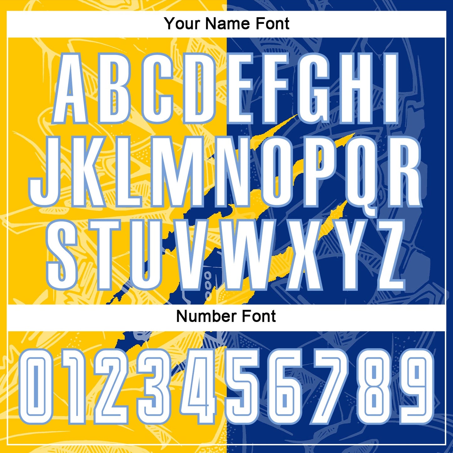 Custom Graffiti Pattern White Royal Yellow-Light Blue Scratch Sublimation Soccer Uniform Jersey Limited