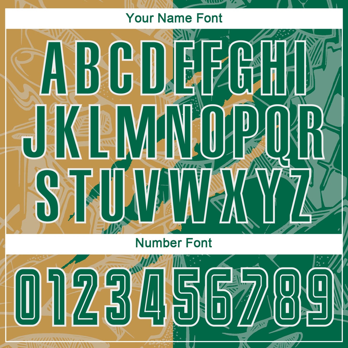 Custom Graffiti Pattern Kelly Green-Old Gold Scratch Sublimation Soccer Uniform Jersey Limited