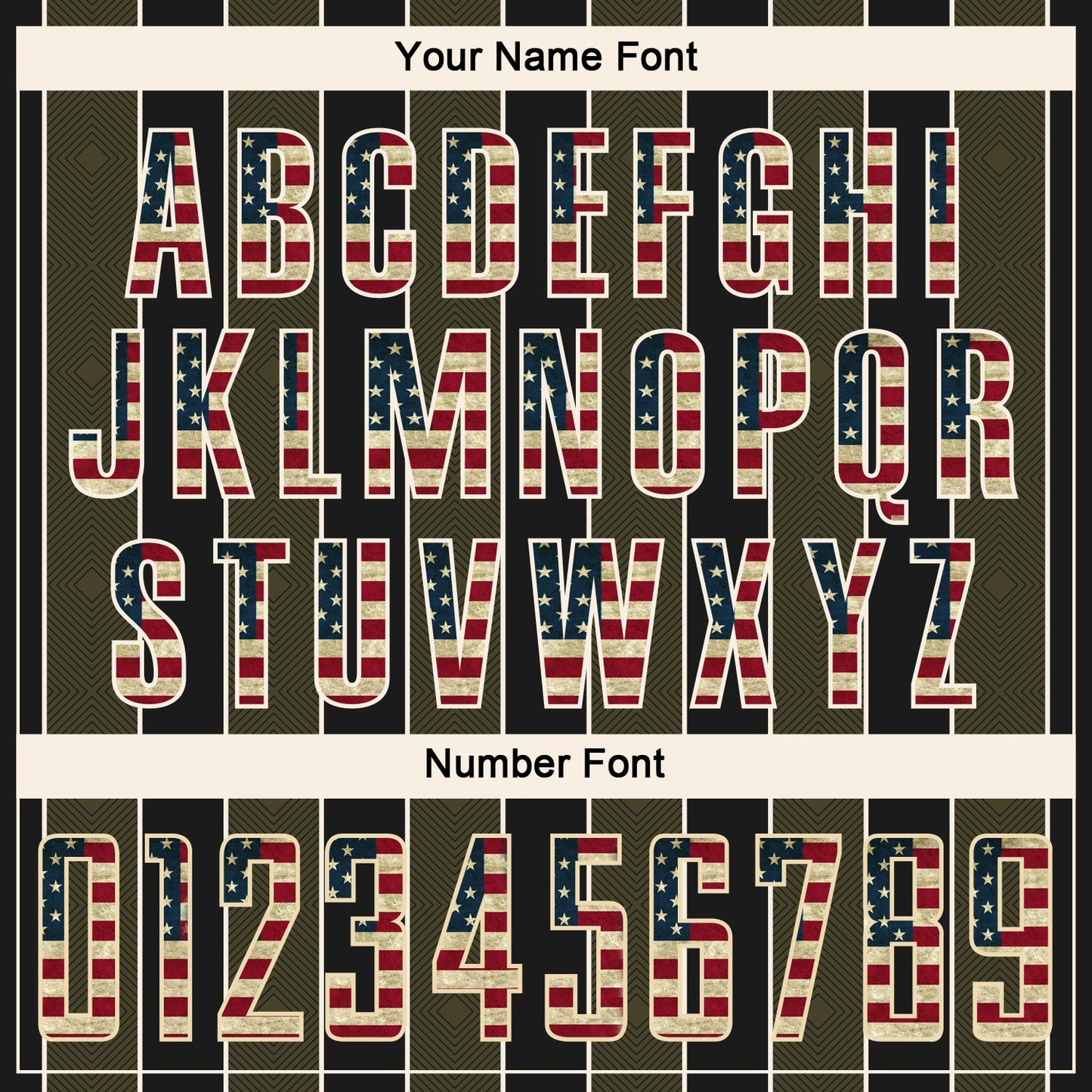 Custom Black Vintage USA Flag Olive-Cream Pinstripe Line Sports Sublimation Soccer Uniform Jersey Limited