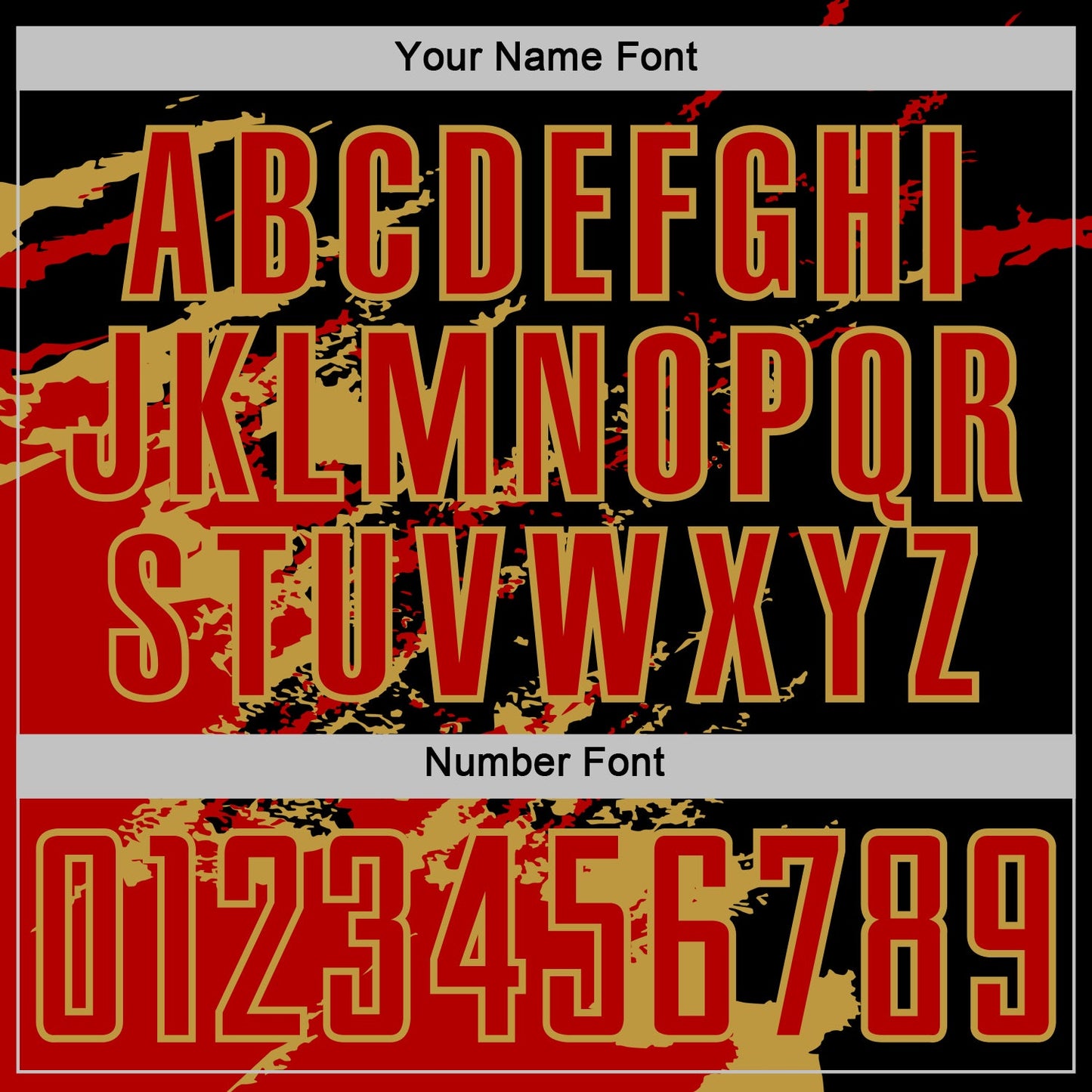 Custom Black Red-Old Gold Abstract Fragment Art Splash Sports Sublimation Soccer Uniform Jersey Limited