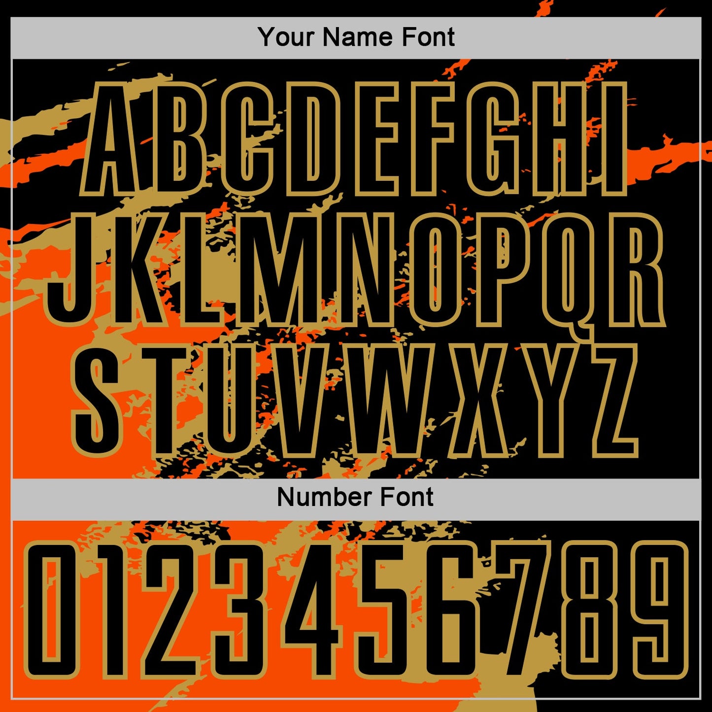 Custom Black Orange-Old Gold Abstract Fragment Art Splash Sports Sublimation Soccer Uniform Jersey Limited