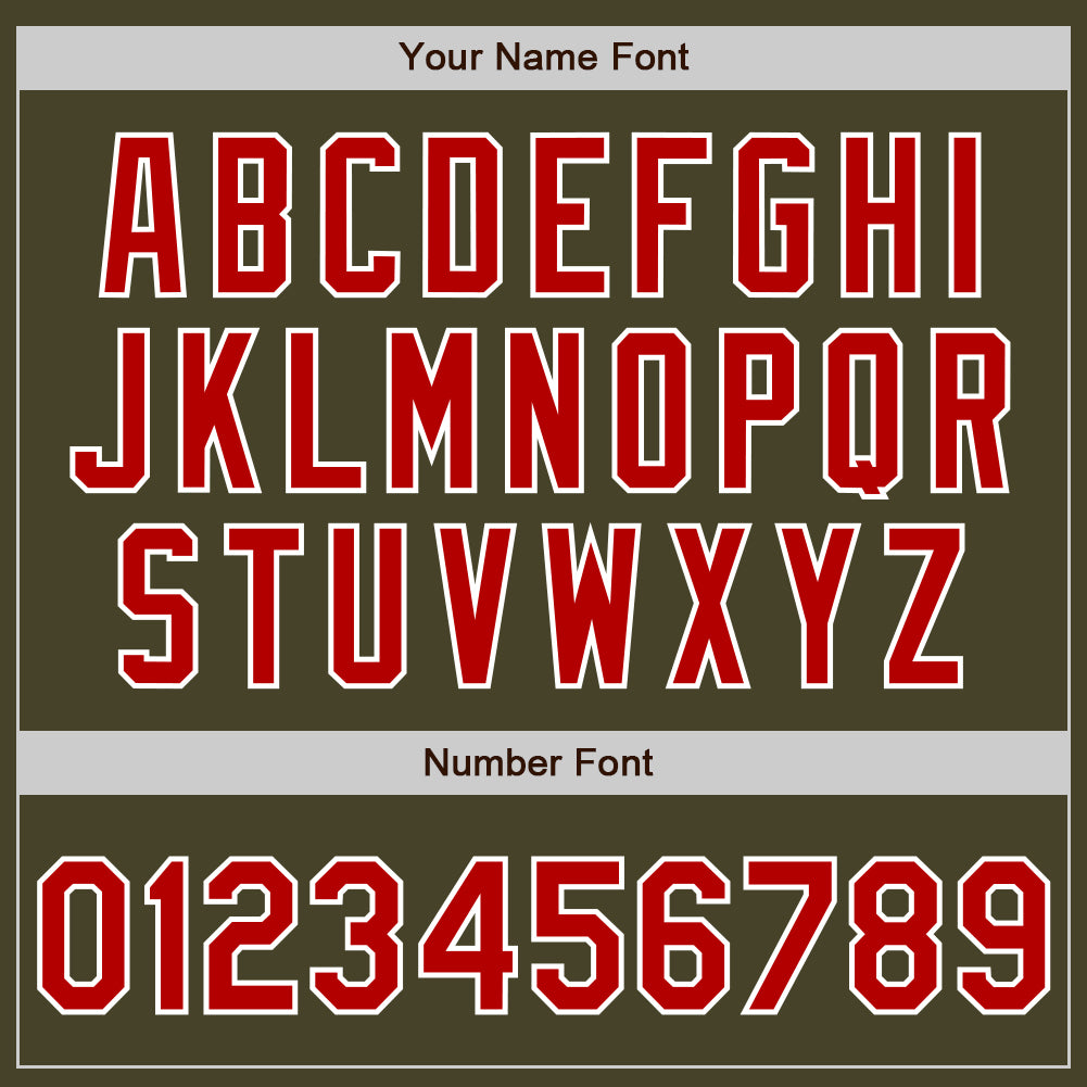 Custom Olive Red-White Salute To Service Two-Button Unisex Softball Jersey Limited