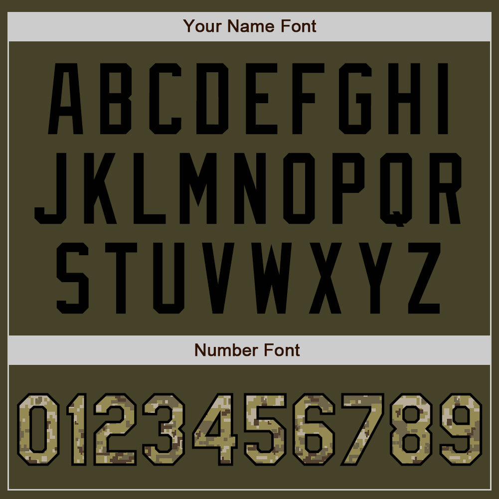 Custom Olive Camo-Black Salute To Service Two-Button Unisex Softball Jersey Limited