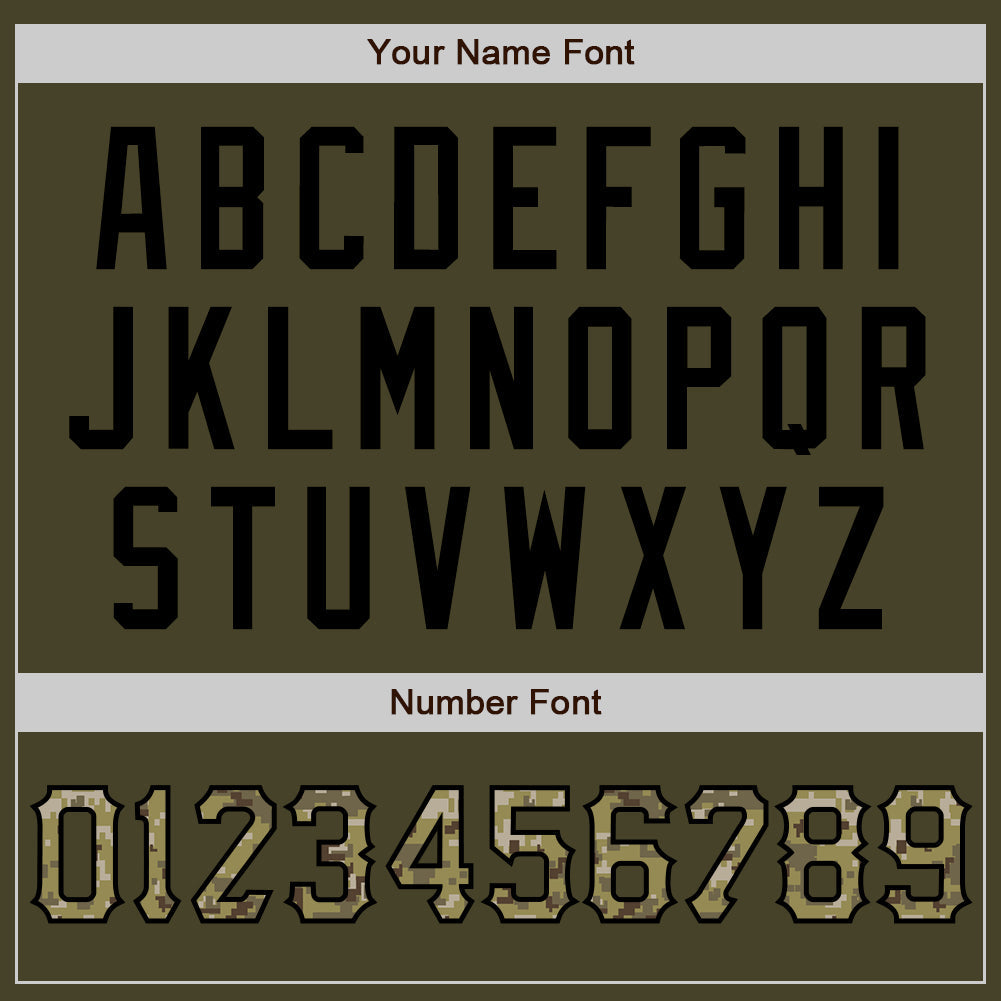 Custom Olive Camo-Black Salute To Service Two-Button Unisex Softball Jersey Limited