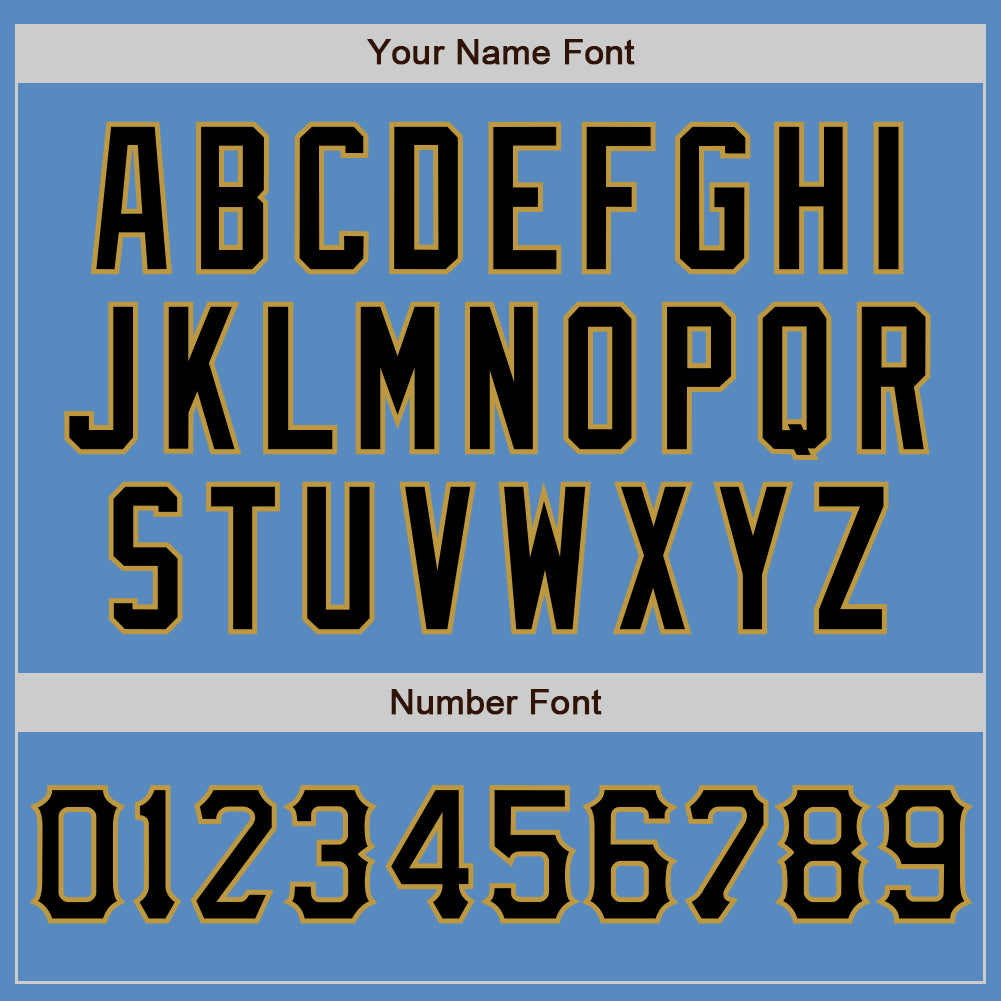 Custom Powder Blue Black-Old Gold Two-Button Unisex Softball Jersey Limited