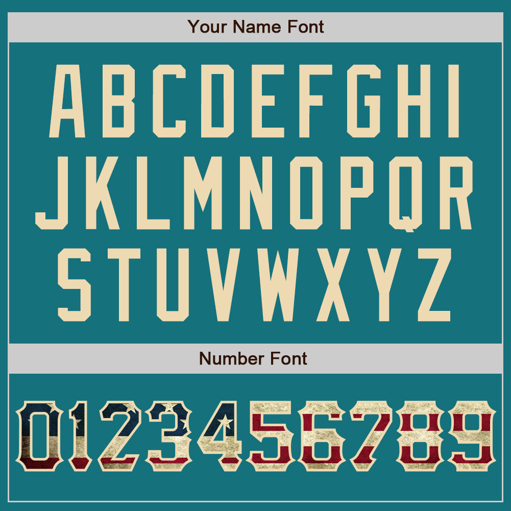 Custom Teal Vintage USA Flag-City Cream Two-Button Unisex Softball Jersey Limited