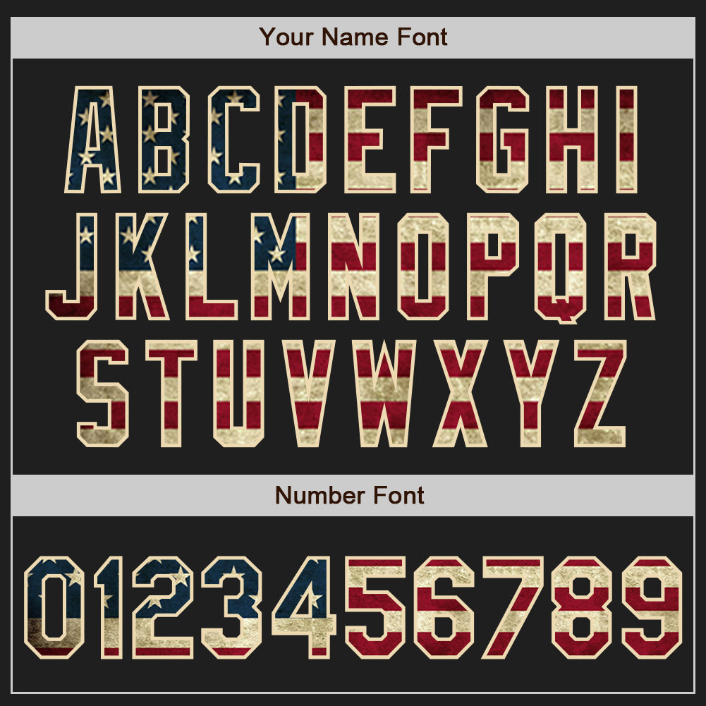 Custom Black Cream Pinstripe Vintage USA Flag Two-Button Unisex Softball Jersey Limited