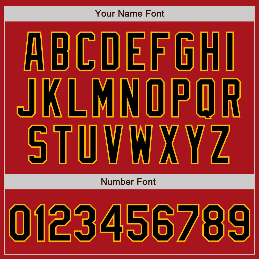 Custom Red Gold Pinstripe Black Two-Button Unisex Softball Jersey Limited