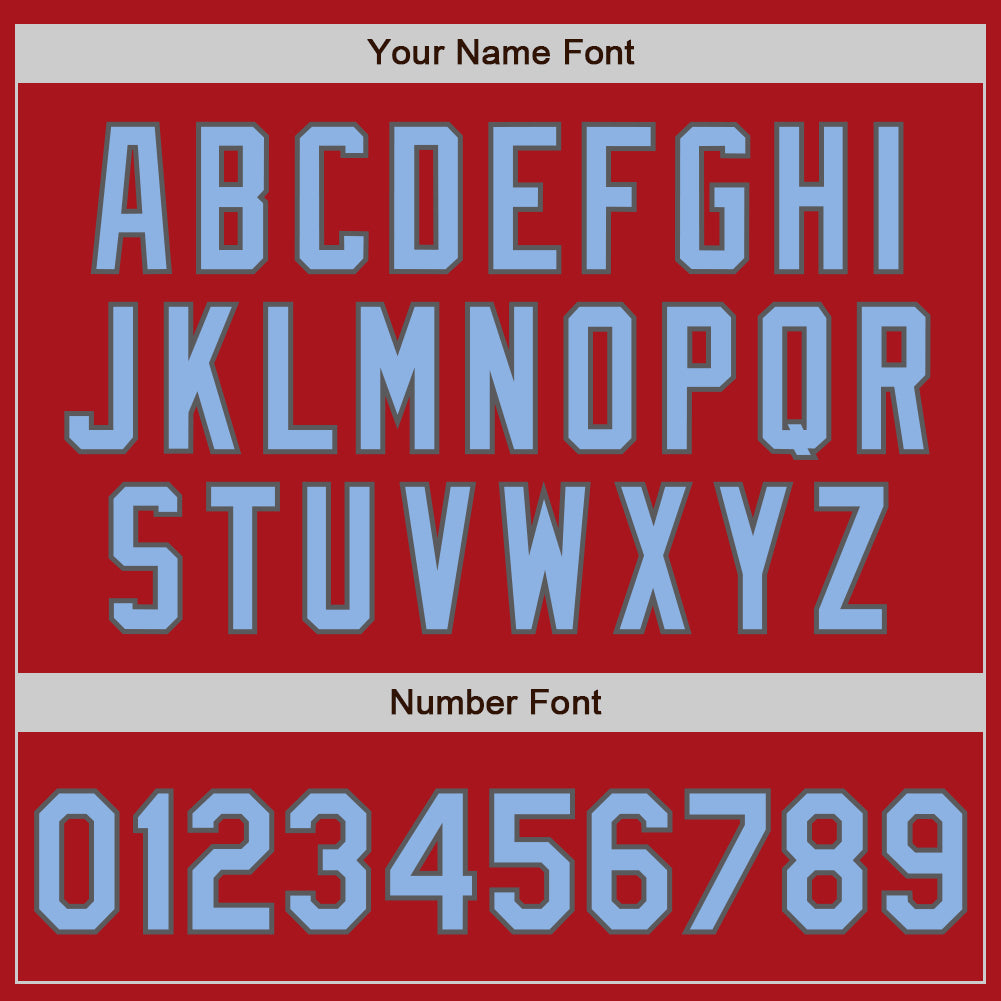 Custom Red Steel Gray Pinstripe Light Blue Two-Button Unisex Softball Jersey Limited