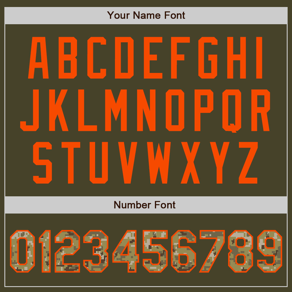 Custom Olive Orange Pinstripe Camo Salute To Service Two-Button Unisex Softball Jersey Limited