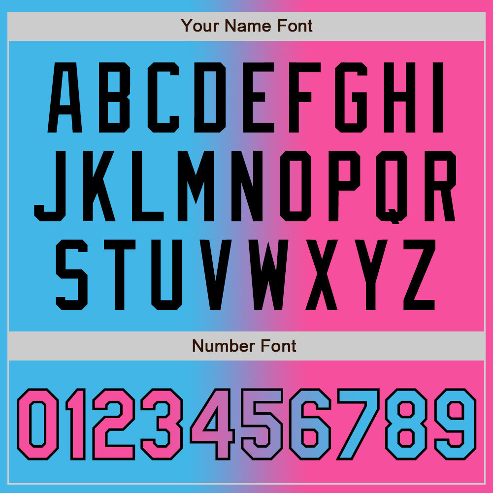 Custom Sky Blue Pink-Black Gradient Fashion Two-Button Unisex Softball Jersey Limited