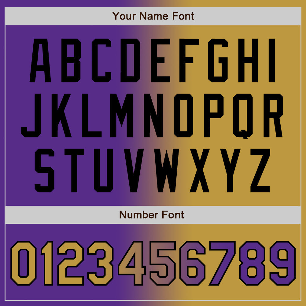 Custom Purple Old Gold-Black Gradient Fashion Two-Button Unisex Softball Jersey Limited