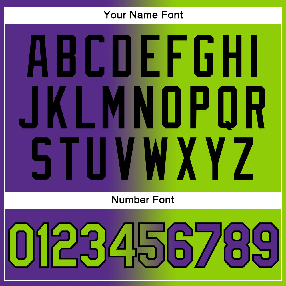 Custom Purple Neon Green-Black Gradient Fashion Two-Button Unisex Softball Jersey Limited