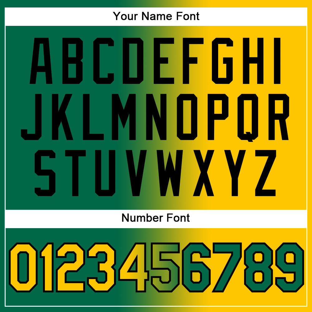 Custom Kelly Green Yellow-Black Gradient Fashion Two-Button Unisex Softball Jersey Limited