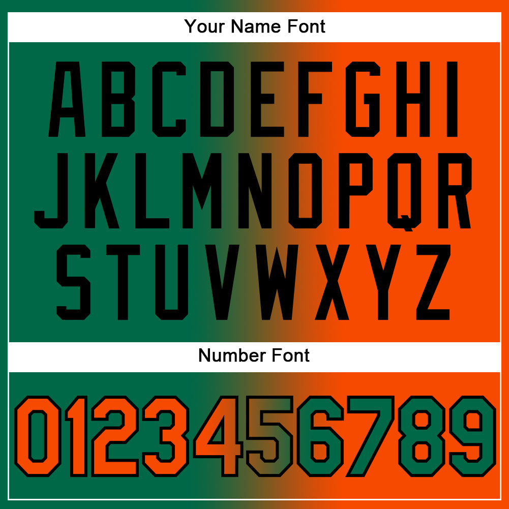 Custom Kelly Green Orange-Black Gradient Fashion Two-Button Unisex Softball Jersey Limited