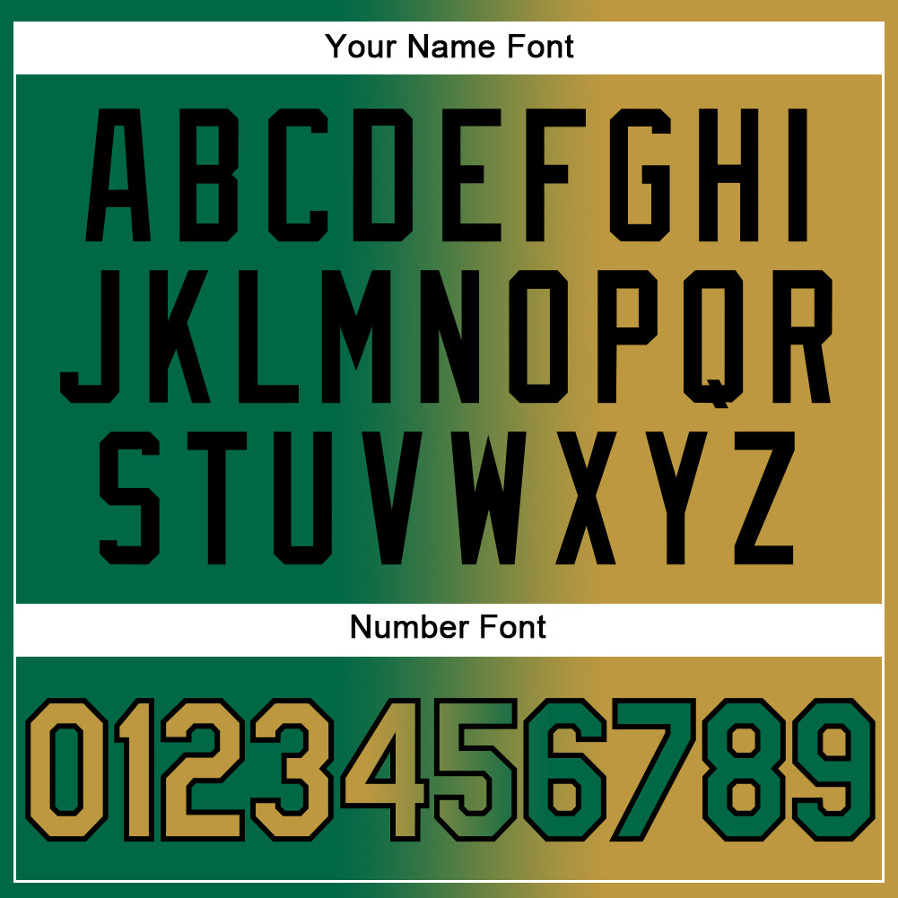 Custom Kelly Green Old Gold-Black Gradient Fashion Two-Button Unisex Softball Jersey Limited