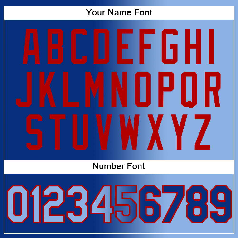 Custom Royal Light Blue-Red Gradient Fashion Two-Button Unisex Softball Jersey Limited