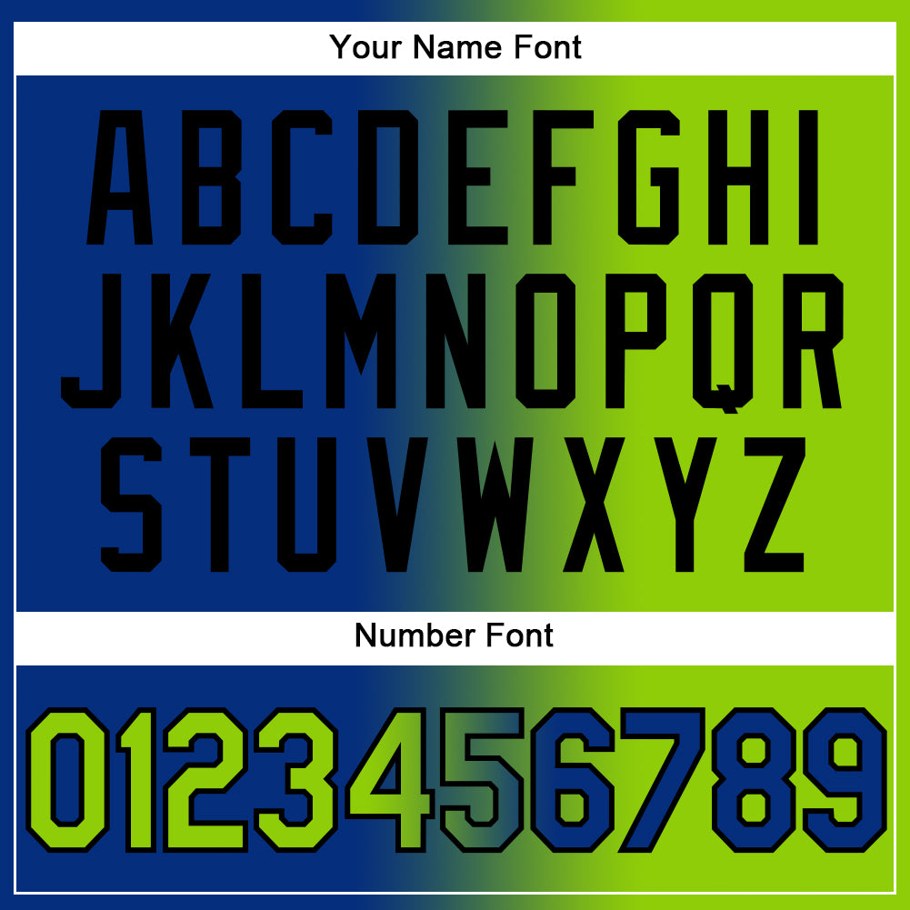 Custom Royal Neon Green-Black Gradient Fashion Two-Button Unisex Softball Jersey Limited