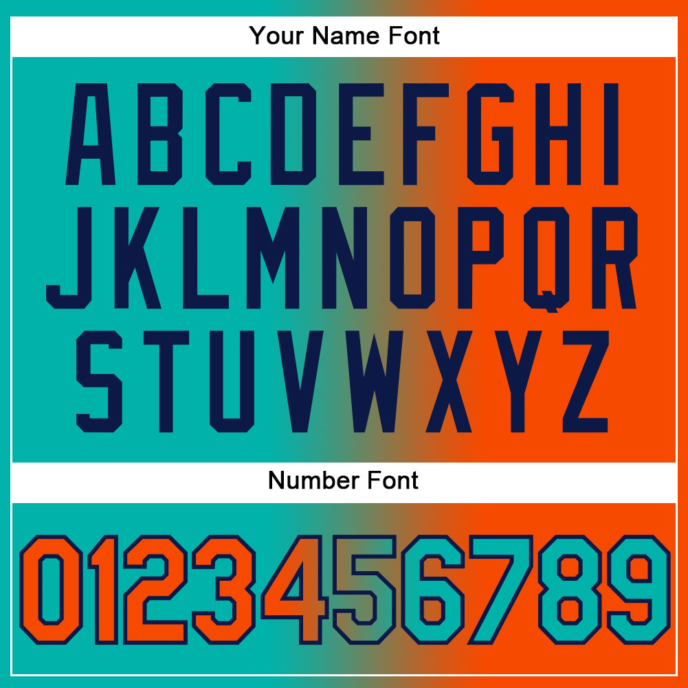 Custom Aqua Orange-Navy Gradient Fashion Two-Button Unisex Softball Jersey Limited