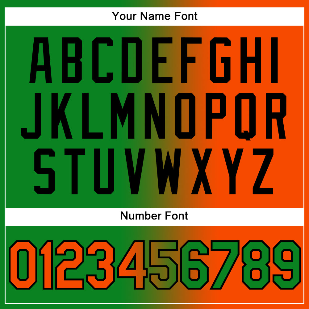 Custom Grass Green Orange-Black Gradient Fashion Two-Button Unisex Softball Jersey Limited