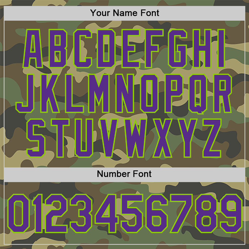 Custom Camo Purple-Neon Green Salute To Service Two-Button Unisex Softball Jersey Limited