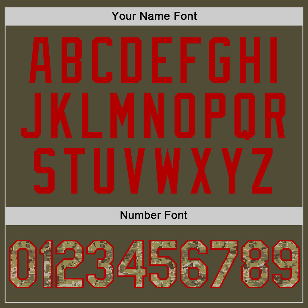 Custom Olive Camo-Red Salute To Service Two-Button Unisex Softball Jersey Limited